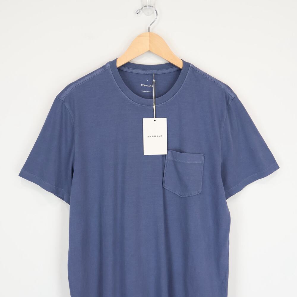 Everlane The Essential Organic Garment Dyed Crew Navy Size Medium NWT - Picture 3 of 8